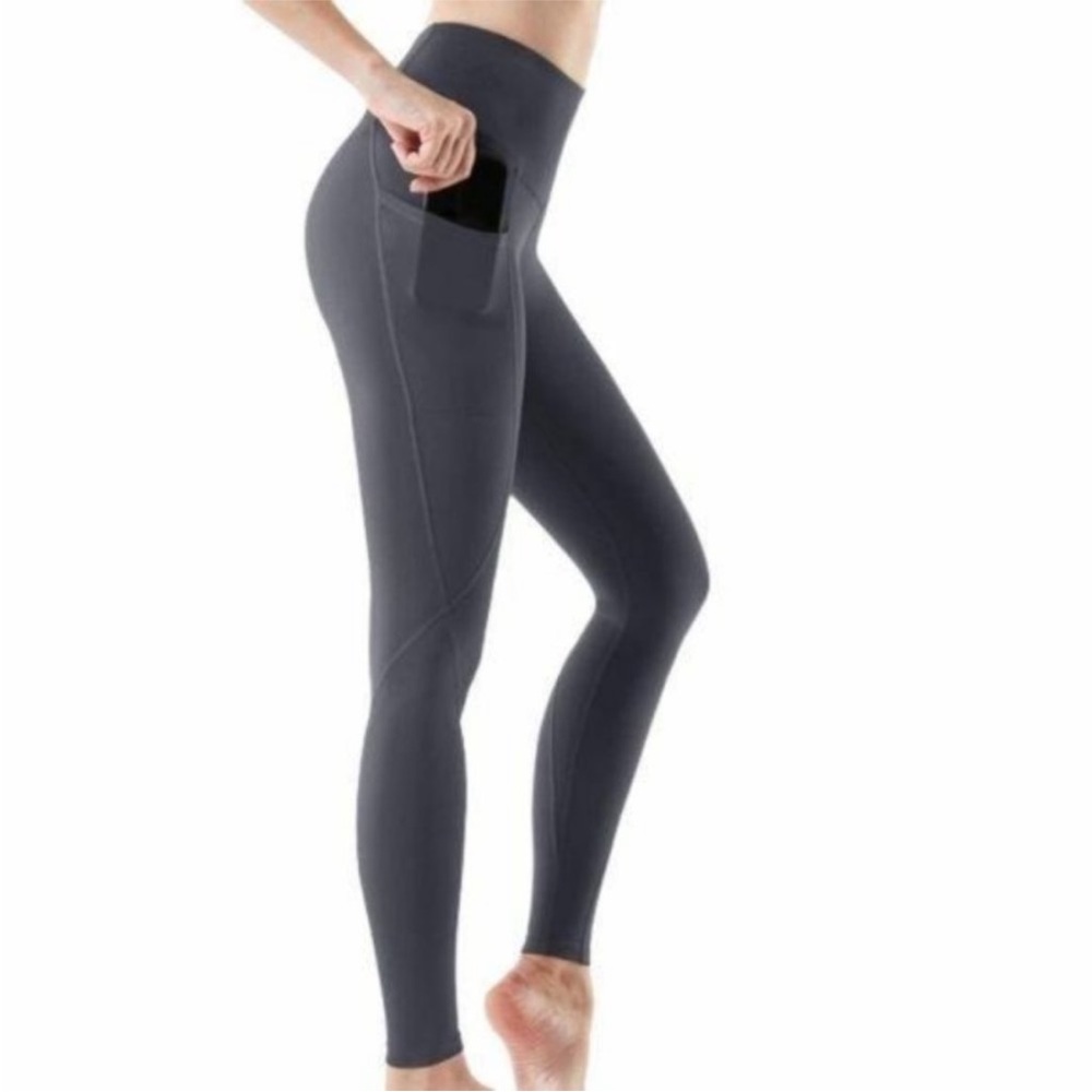 ATHLIO WOMEN’S YOGA PANTS HIGH RISE TUMMY CONTROL GRAY ATHLESIURE GYM SIZE XS